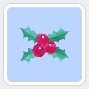 Blue Seasonal Holly Berries Sticker